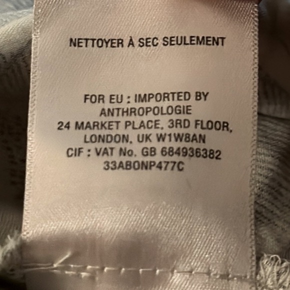 Elevenses Anthropologie Herringbone Wide Leg Pants Blue Ivory Belt Size 6 - Picture 11 of 11